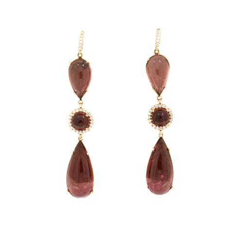 Lauren K Jewelry - Pink Tourmaline and Diamond Drop Earrings | Manfredi Jewels