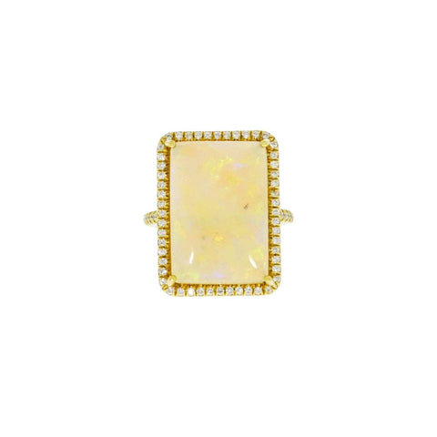 Rectangular Opal & Diamond Ring