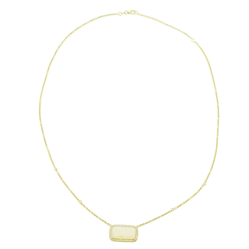 Lauren K Jewelry - Rectangular Opal & Diamond Yellow Gold Pendant | Manfredi Jewels