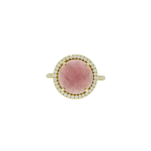 Lauren K Jewelry - Round Pink Sapphire & Diamond Yellow Gold Ring | Manfredi Jewels