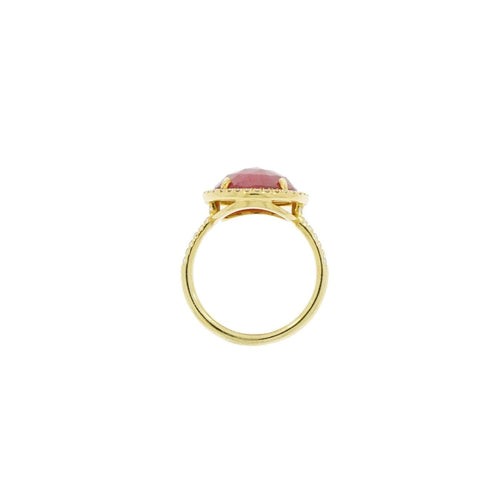 Lauren K Jewelry - Round Pink Sapphire & Diamond Yellow Gold Ring | Manfredi Jewels