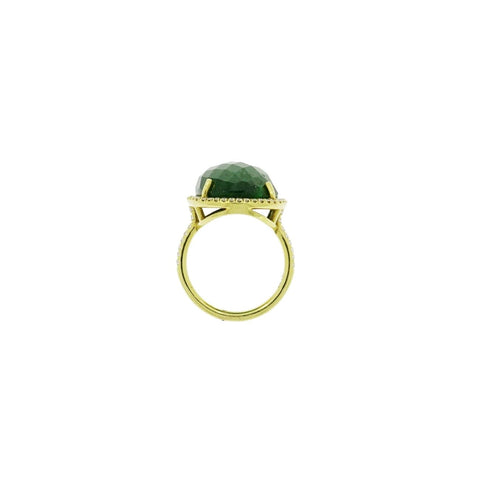 TSAVORITE AND DIAMOND YELLOW GOLD RING