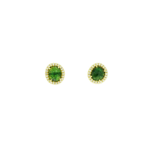 Lauren K Jewelry - Tsavorite & Diamond Yellow Gold Stud Earrings | Manfredi Jewels