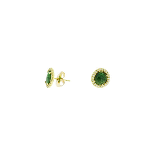 Lauren K Jewelry - Tsavorite & Diamond Yellow Gold Stud Earrings | Manfredi Jewels