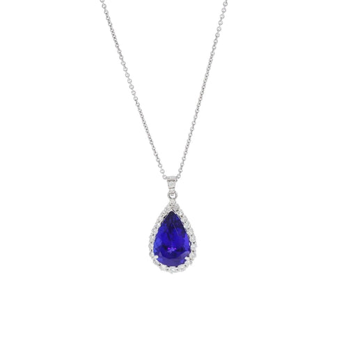 Leo Pizzo Jewelry - Pear Shape Tanzanite and Diamond Pendant | Manfredi Jewels