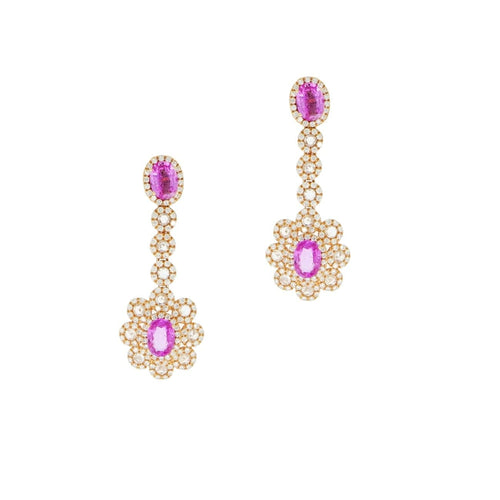 Leo Pizzo Jewelry - Pink Sapphire And Diamond Dangling earrings | Manfredi Jewels