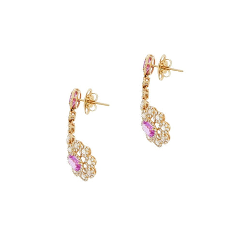 Leo Pizzo Jewelry - Pink Sapphire And Diamond Dangling earrings | Manfredi Jewels