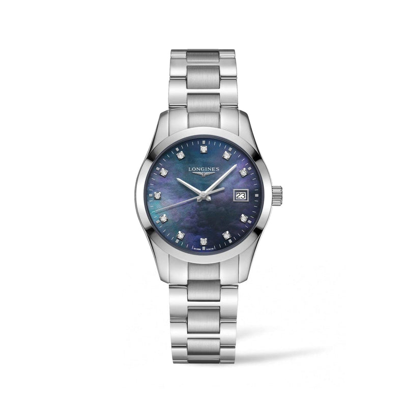 Longines Conquest Classic Black Mother Of Pearl Watch Longines