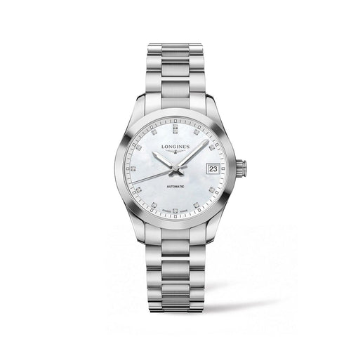 Longines Watches - Conquest Classic 34MM Stainless Steel With Diamonds | Manfredi Jewels