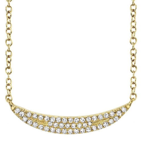 Manfredi Jewels - 0.11CT 14K YELLOW GOLD DIAMOND PAVE CRESCENT NECKLACE