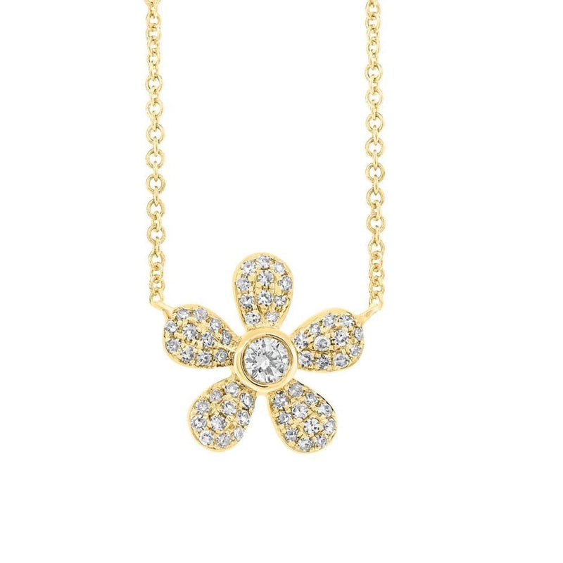 Manfredi Jewels - 0.15CT 14K YELLOW GOLD FLOWER DIAMOND NECKLACE