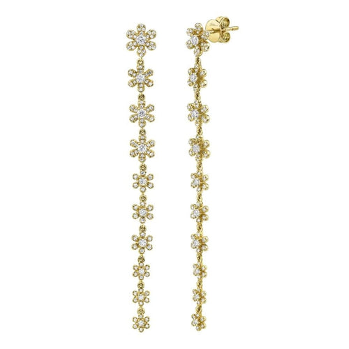 Manfredi Jewels - 0.91Ct 14K Yellow Gold Diamond Flower Earring