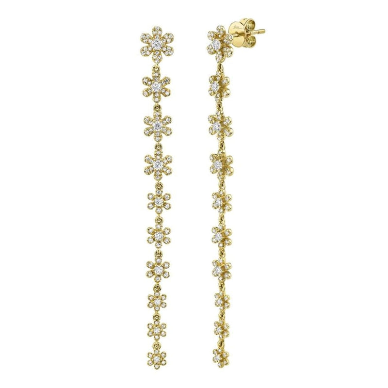 Manfredi Jewels - 0.91Ct 14K Yellow Gold Diamond Flower Earring
