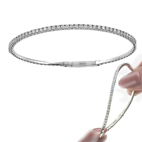 14KT WHITE GOLD FLEXIBLE BANGLE SET WITH DIAMONDS