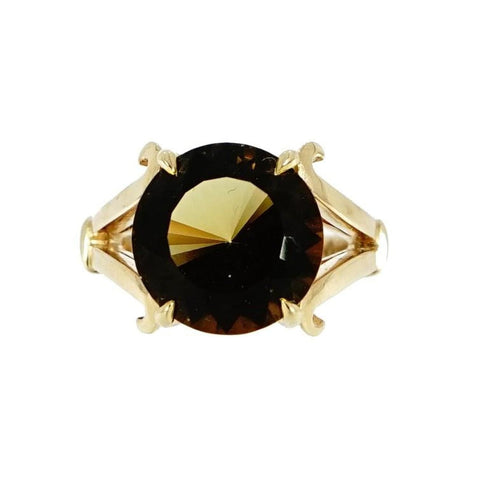 18K Rose Gold Round Citrine Ring