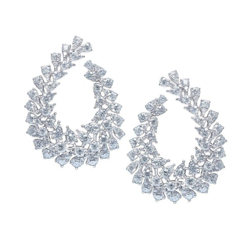 18K WG diamond swirl earring with 2-3 rows