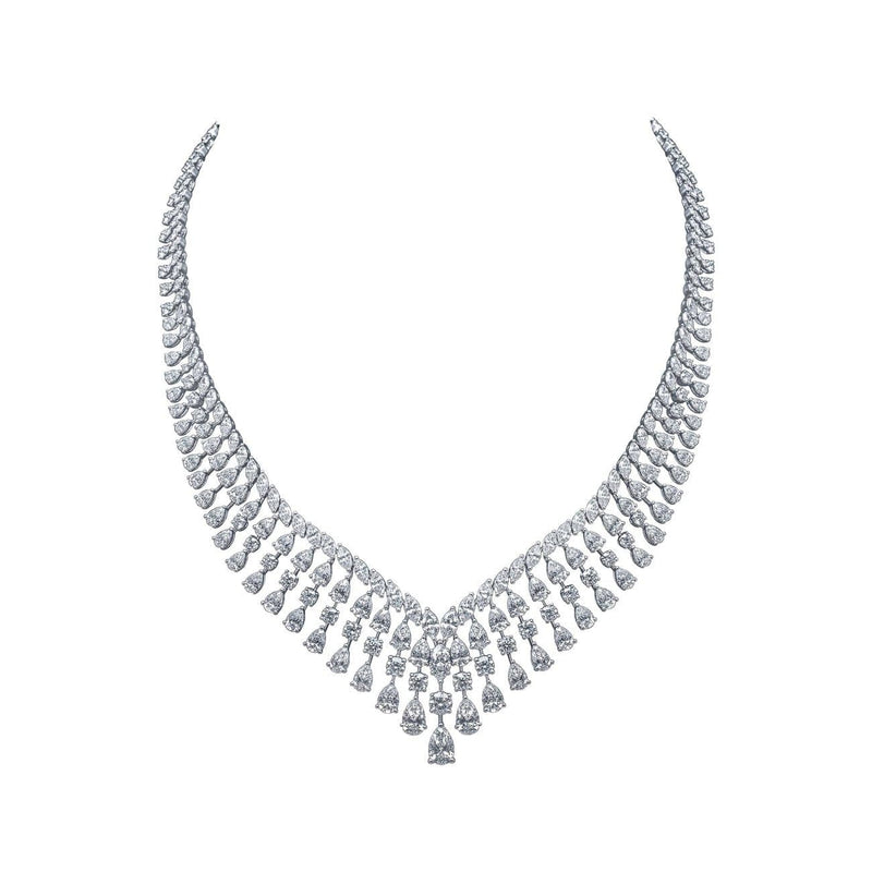 Manfredi Jewels Jewelry - 18K WG graduated diamond necklace