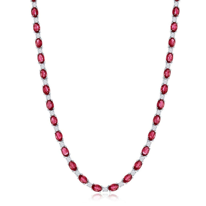 Manfredi Jewels Jewelry - 18K WHITE GOLD RUBY AND DIAMOND NECKLACE | Manfredi Jewels
