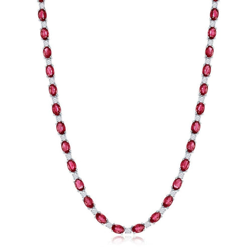 Manfredi Jewels Jewelry - 18K WHITE GOLD RUBY AND DIAMOND NECKLACE