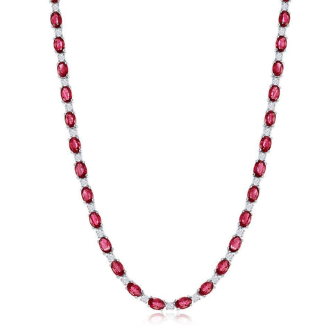 18K WHITE GOLD RUBY AND DIAMOND NECKLACE
