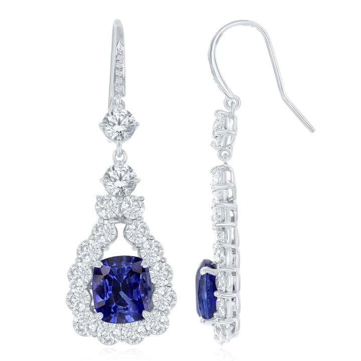 Manfredi Jewels Jewelry - 18K WHITE GOLD SAPPHIRE AND DIAMOND DROP EARRINGS | Manfredi Jewels