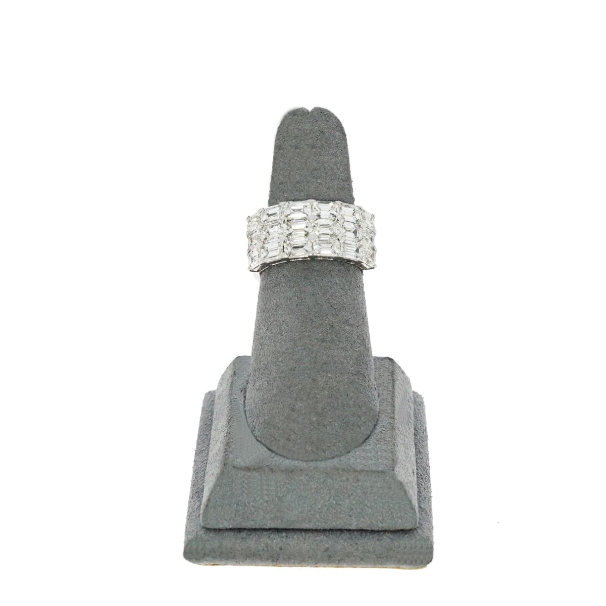 Manfredi Jewels Jewelry - 18K White Gold Three Rows Of Emerald Cut Diamond Ring | Manfredi Jewels