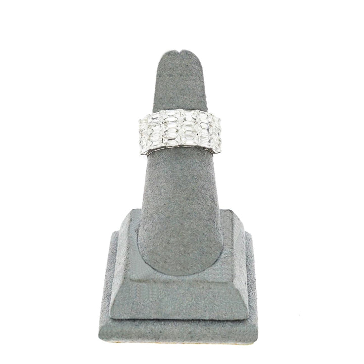 Manfredi Jewels Jewelry - 18K White Gold Three Rows Of Emerald Cut Diamond Ring | Manfredi Jewels
