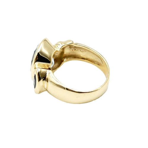 Manfredi Jewels Estate Jewelry - 18K Yellow Gold Blue Topaz Diamond and Sapphire Ring
