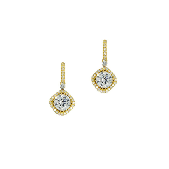 Manfredi Jewels Jewelry - 18K Yellow Gold Dangle Halo Diamond Earrings | Manfredi Jewels