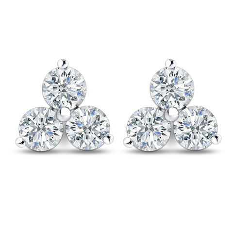 2.01ct Diamond Cluster Stud Earrings