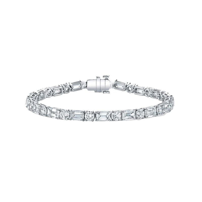 Manfredi Jewels Jewelry - Round and Emerald Cut 18K White Gold 9.96ct Diamond Tennis Bracelet | Manfredi Jewels