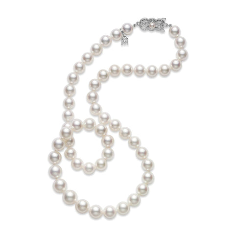 7.5 X7 MM -40" Long White Cultured Pearl Necklace