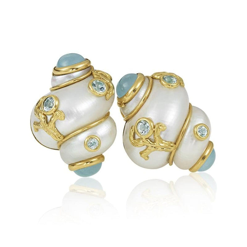 Manfredi Jewels Jewelry - AQUA & SHELL EARRINGS