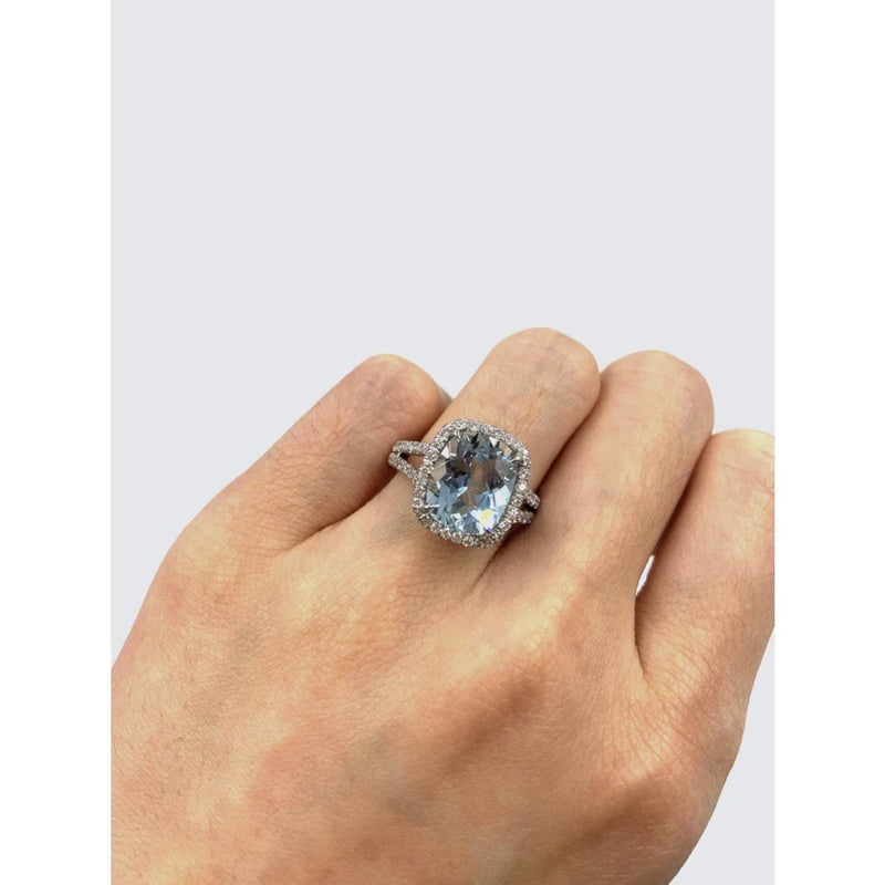 Manfredi Jewels Jewelry - Aquamarine and Diamond Platinum Cocktail Ring