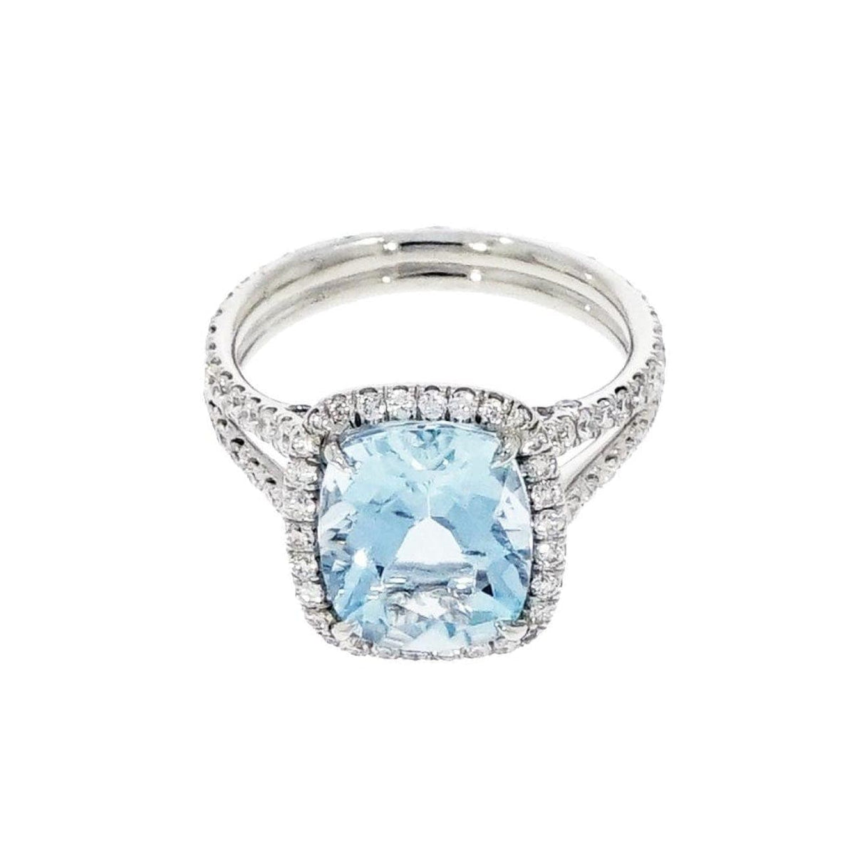 Manfredi Jewels Jewelry - Aquamarine and Diamond Platinum Cocktail Ring | Manfredi Jewels