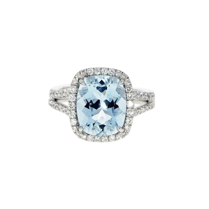 Manfredi Jewels Jewelry - Aquamarine and Diamond Platinum Cocktail Ring | Manfredi Jewels