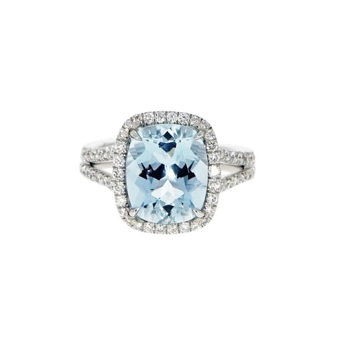 Manfredi Jewels Jewelry - Aquamarine and Diamond Platinum Cocktail Ring