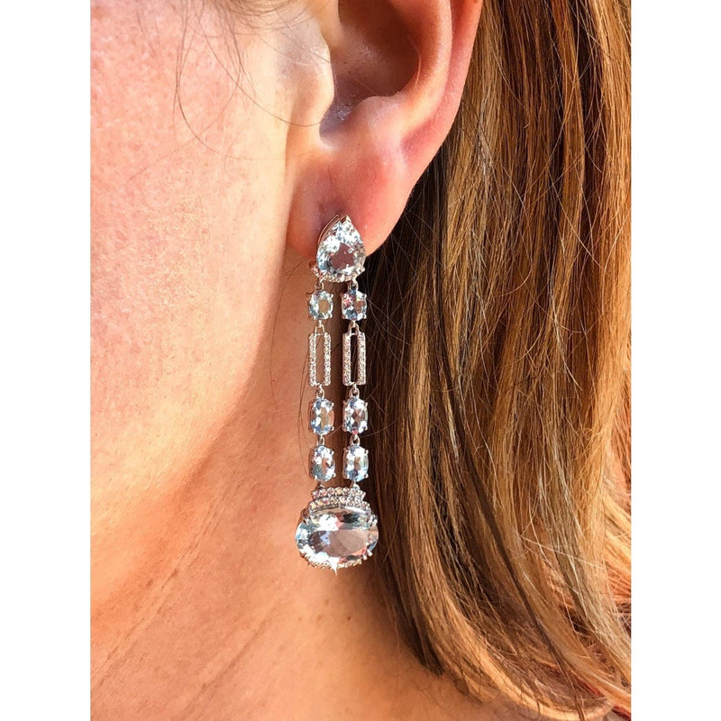 Manfredi Jewels Jewelry - Aquamarine & Diamond Chandelier Earrings | Manfredi Jewels