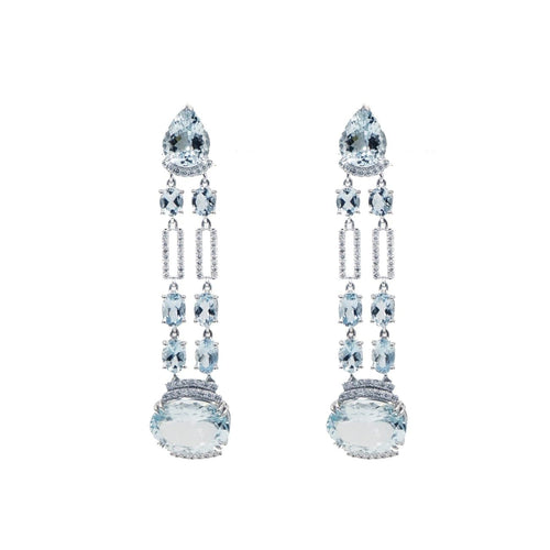 Manfredi Jewels Jewelry - Aquamarine & Diamond Chandelier Earrings