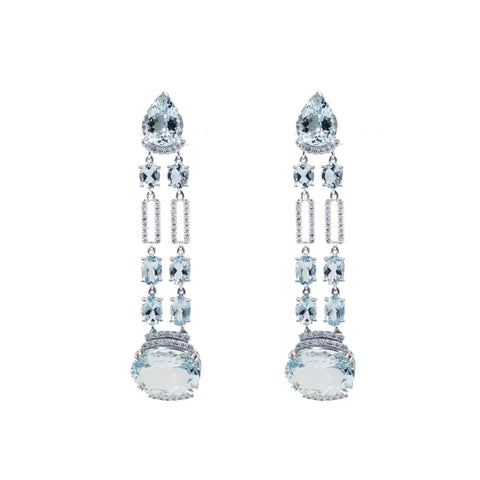Aquamarine & Diamond Chandelier Earrings