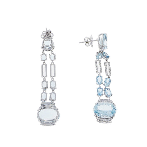 Manfredi Jewels Jewelry - Aquamarine & Diamond Chandelier Earrings