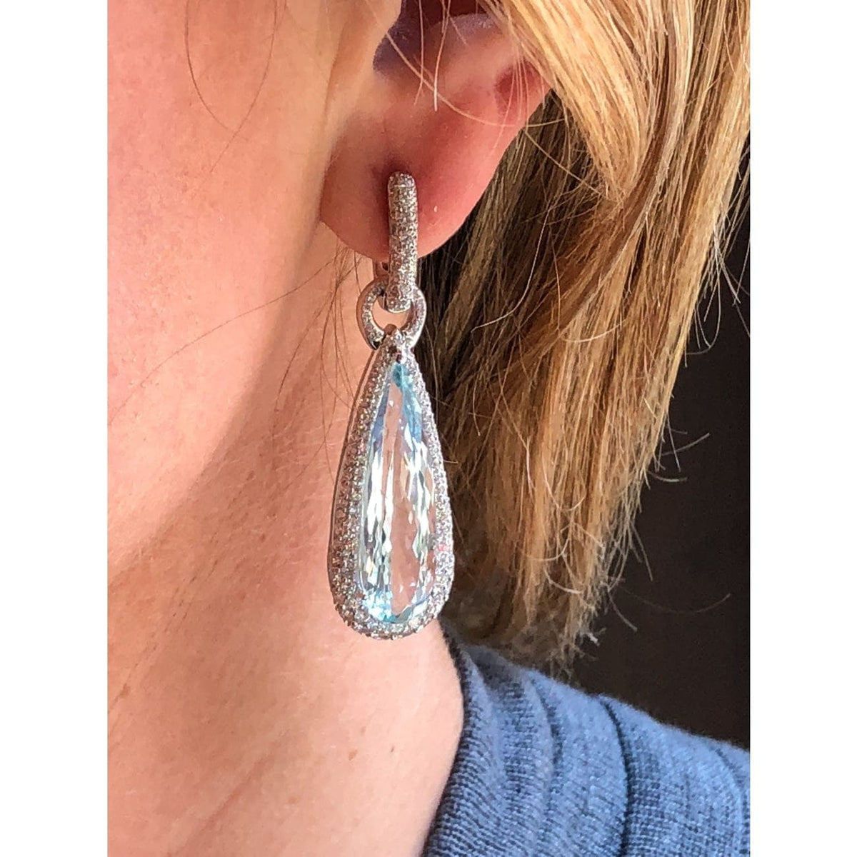 Manfredi Jewels Jewelry - Aquamarine & Diamond Drop Earrings | Manfredi Jewels