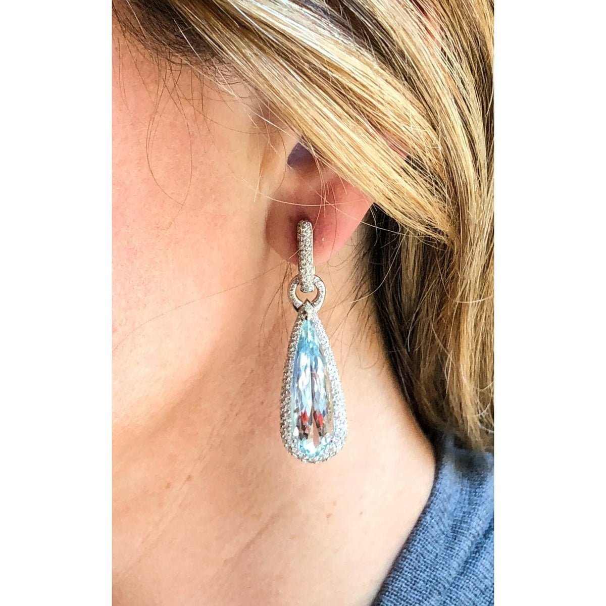 Manfredi Jewels Jewelry - Aquamarine & Diamond Drop Earrings | Manfredi Jewels