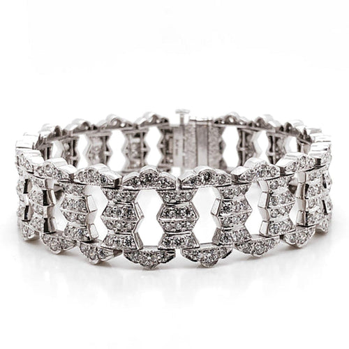 Manfredi Jewels Jewelry - ART DECO ROUND NATURAL DIAMONDS 12.38 CARAT PLATINUM BRACELET