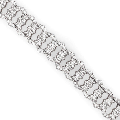 Manfredi Jewels Jewelry - ART DECO ROUND NATURAL DIAMONDS 12.38 CARAT PLATINUM BRACELET