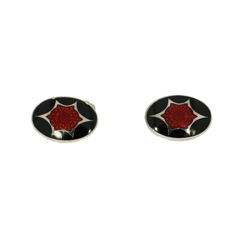 Black And Red Enameled Sterling Silver Formal Dress-Set By Brixton & Gill