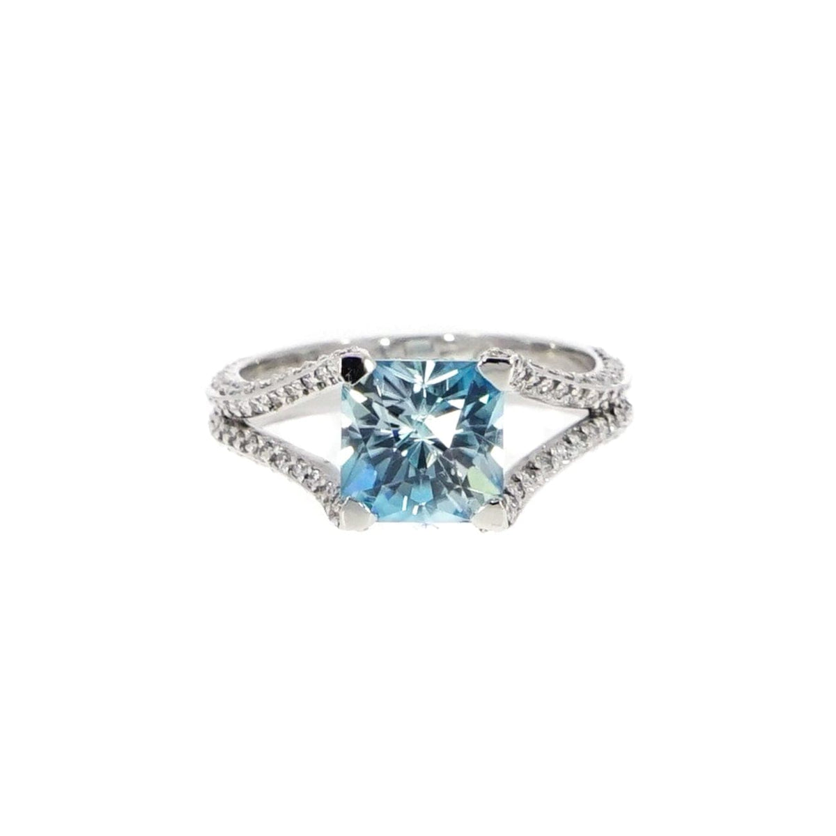 Manfredi Jewels Jewelry - Blue Zircon & Diamond Platinum Ring | Manfredi Jewels