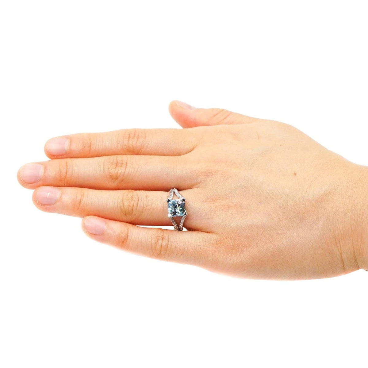 Manfredi Jewels Jewelry - Blue Zircon & Diamond Platinum Ring | Manfredi Jewels