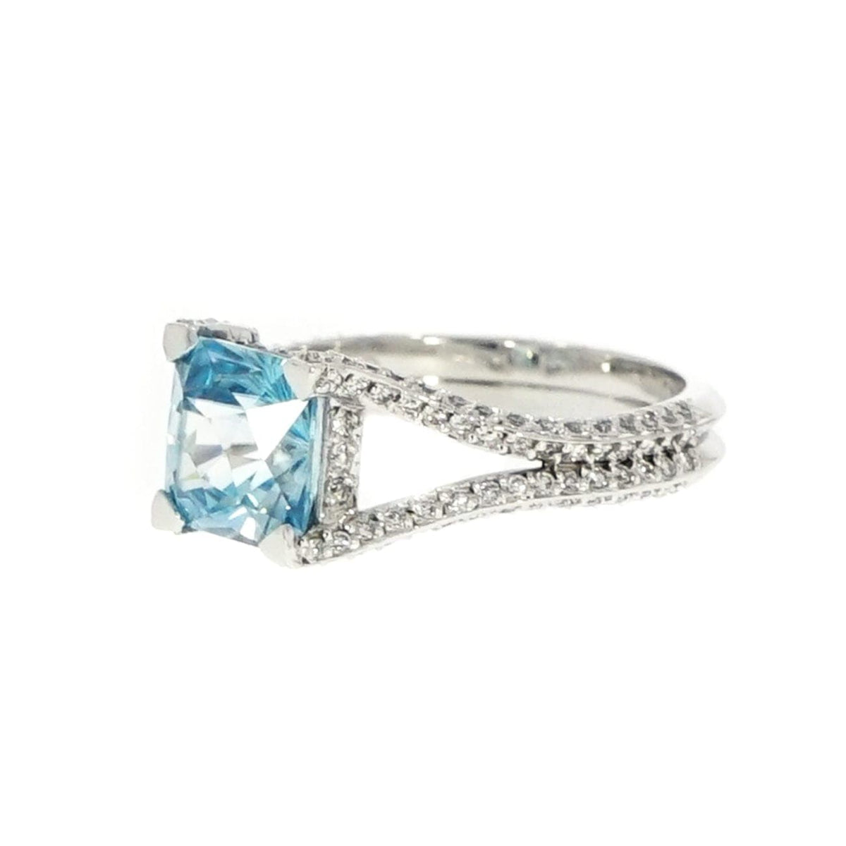 Manfredi Jewels Jewelry - Blue Zircon & Diamond Platinum Ring | Manfredi Jewels