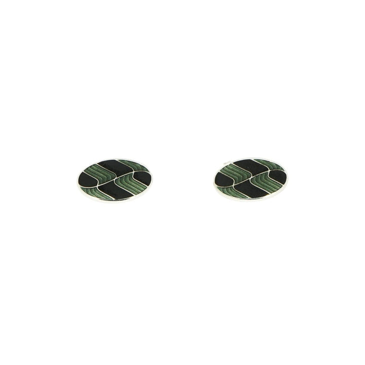 Manfredi Jewels Accessories - Brixton & Gill Green Or Black Enameled Oval Cufflinks | Manfredi Jewels